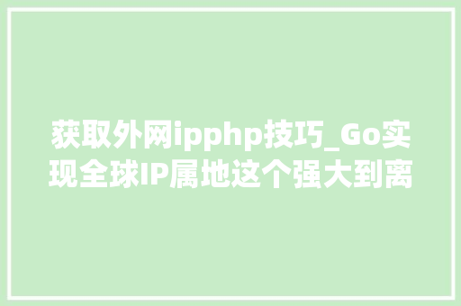 获取外网ipphp技巧_Go实现全球IP属地这个强大到离谱的离线库准确率高达9999
