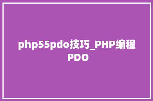 php55pdo技巧_PHP编程 PDO