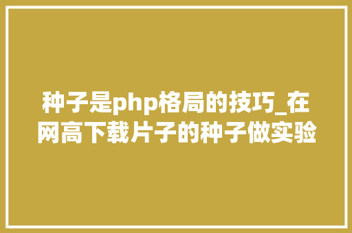 种子是php格局的技巧_在网高下载片子的种子做实验进修基于P2P的BT下载