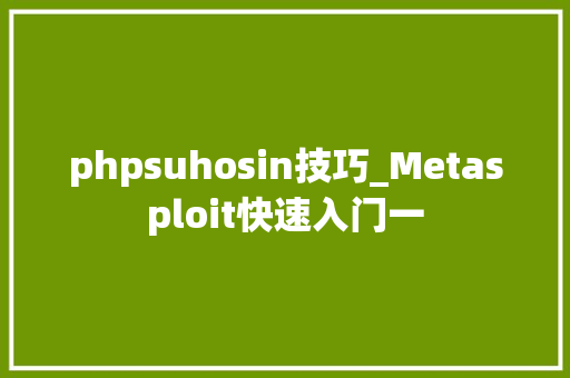 phpsuhosin技巧_Metasploit快速入门一