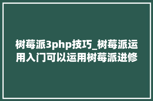 树莓派3php技巧_树莓派运用入门可以运用树莓派进修的 3 种盛行编程措辞