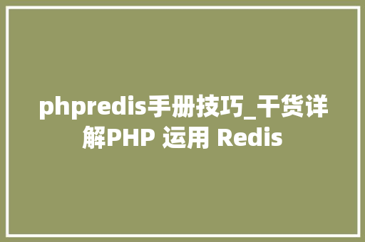 phpredis手册技巧_干货详解PHP 运用 Redis