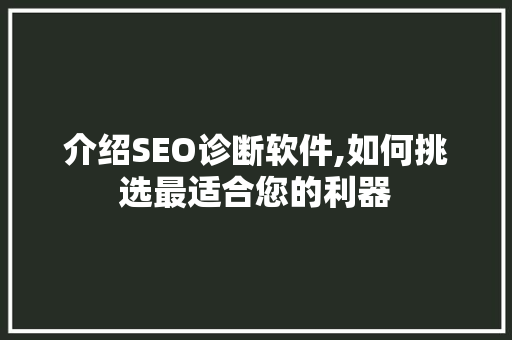 介绍SEO诊断软件,如何挑选最适合您的利器