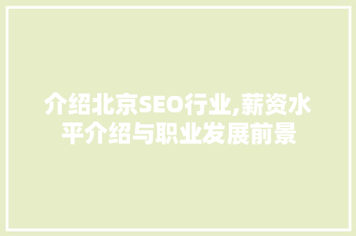 介绍北京SEO行业,薪资水平介绍与职业发展前景