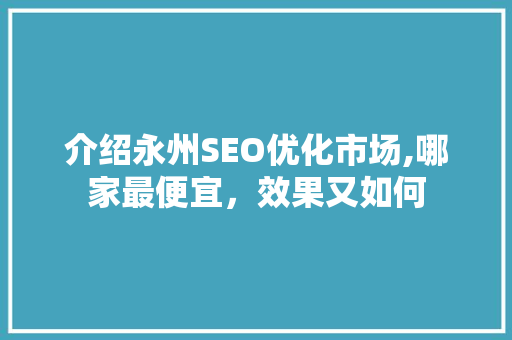 介绍永州SEO优化市场,哪家最便宜，效果又如何