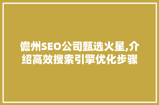 儋州SEO公司甄选火星,介绍高效搜索引擎优化步骤