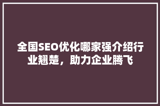 全国SEO优化哪家强介绍行业翘楚，助力企业腾飞