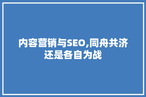 内容营销与SEO,同舟共济还是各自为战