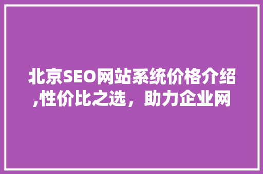 北京SEO网站系统价格介绍,性价比之选，助力企业网络营销