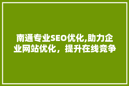 南通专业SEO优化,助力企业网站优化，提升在线竞争力