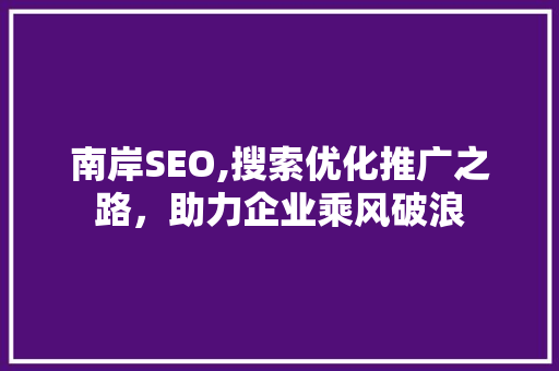 南岸SEO,搜索优化推广之路，助力企业乘风破浪