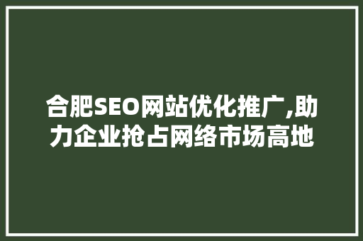 合肥SEO网站优化推广,助力企业抢占网络市场高地