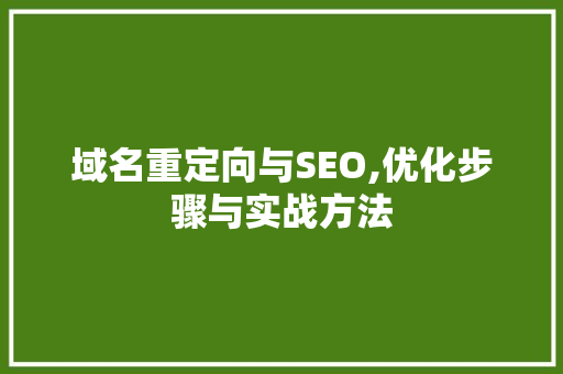 域名重定向与SEO,优化步骤与实战方法