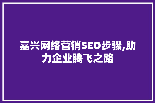 嘉兴网络营销SEO步骤,助力企业腾飞之路
