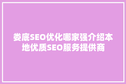 娄底SEO优化哪家强介绍本地优质SEO服务提供商