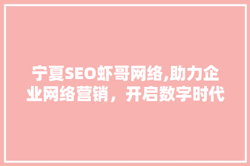 宁夏SEO虾哥网络,助力企业网络营销，开启数字时代新篇章