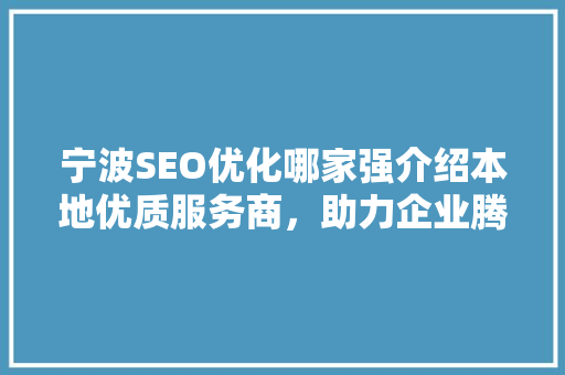 宁波SEO优化哪家强介绍本地优质服务商，助力企业腾飞