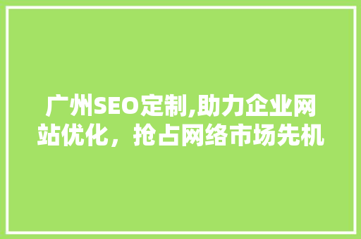 广州SEO定制,助力企业网站优化，抢占网络市场先机