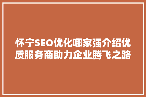 怀宁SEO优化哪家强介绍优质服务商助力企业腾飞之路