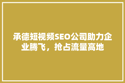 承德短视频SEO公司助力企业腾飞，抢占流量高地