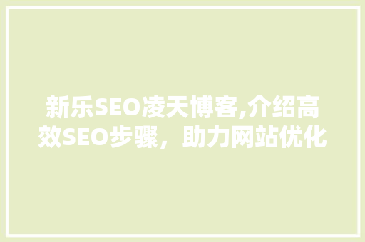 新乐SEO凌天博客,介绍高效SEO步骤，助力网站优化腾飞