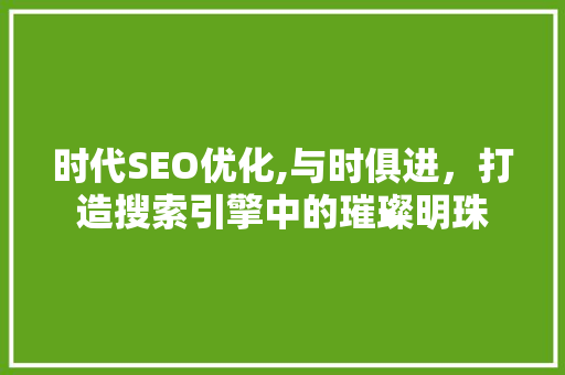 时代SEO优化,与时俱进，打造搜索引擎中的璀璨明珠