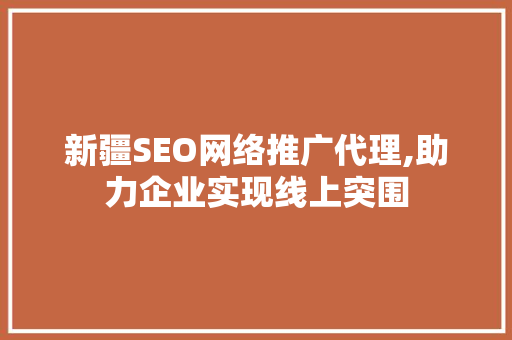 新疆SEO网络推广代理,助力企业实现线上突围