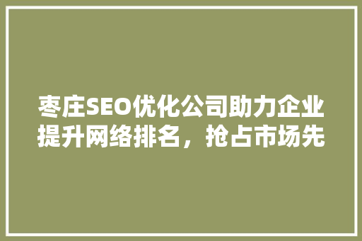 枣庄SEO优化公司助力企业提升网络排名，抢占市场先机