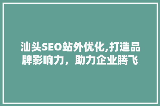 汕头SEO站外优化,打造品牌影响力，助力企业腾飞