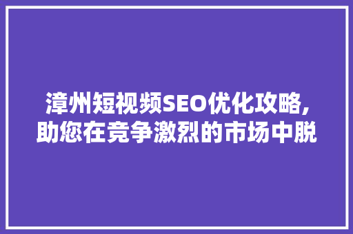 漳州短视频SEO优化攻略,助您在竞争激烈的市场中脱颖而出