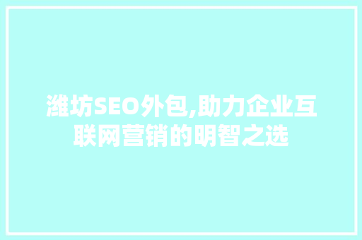 潍坊SEO外包,助力企业互联网营销的明智之选