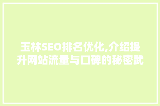 玉林SEO排名优化,介绍提升网站流量与口碑的秘密武器