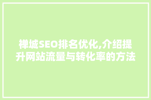 禅城SEO排名优化,介绍提升网站流量与转化率的方法