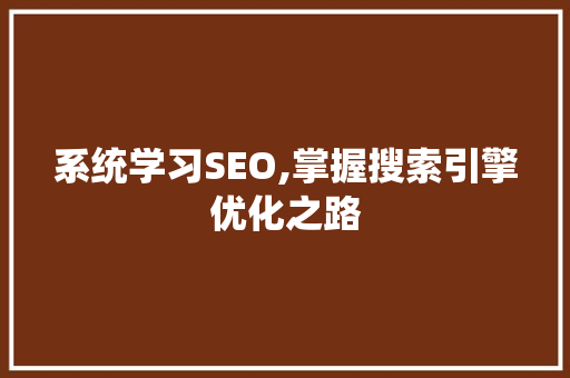 系统学习SEO,掌握搜索引擎优化之路