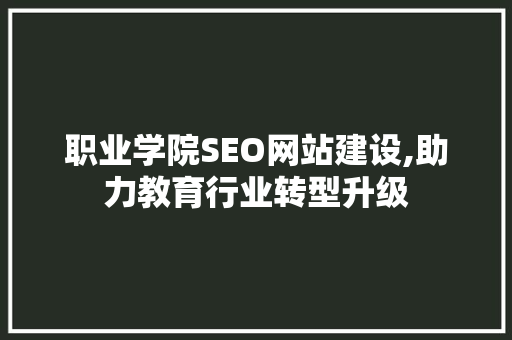职业学院SEO网站建设,助力教育行业转型升级