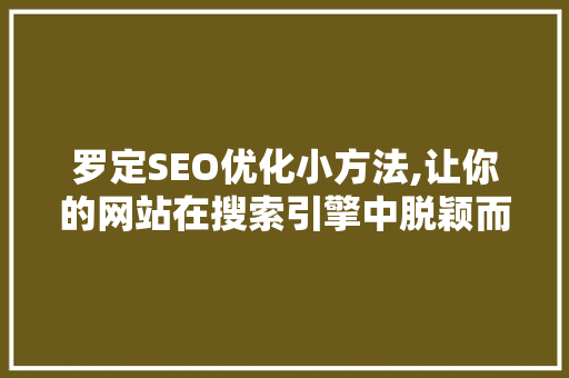 罗定SEO优化小方法,让你的网站在搜索引擎中脱颖而出