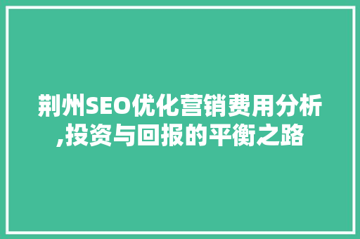 荆州SEO优化营销费用分析,投资与回报的平衡之路