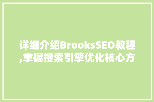 详细介绍BrooksSEO教程,掌握搜索引擎优化核心方法，提升网站排名