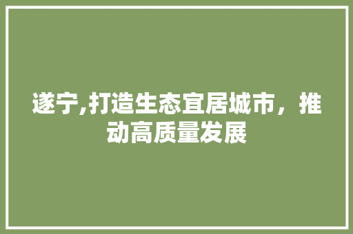 遂宁,打造生态宜居城市，推动高质量发展