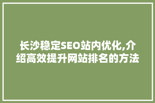 长沙稳定SEO站内优化,介绍高效提升网站排名的方法