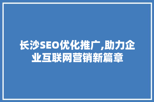 长沙SEO优化推广,助力企业互联网营销新篇章