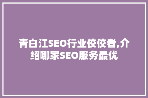 青白江SEO行业佼佼者,介绍哪家SEO服务最优