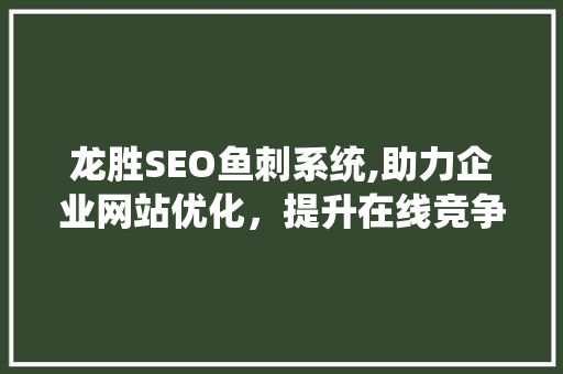 龙胜SEO鱼刺系统,助力企业网站优化，提升在线竞争力