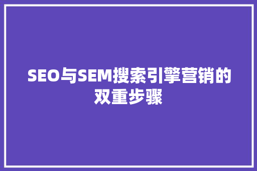SEO与SEM搜索引擎营销的双重步骤