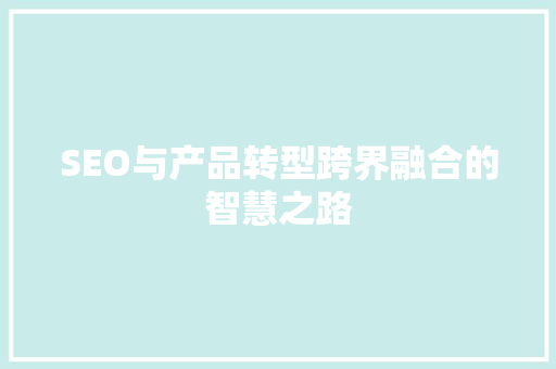 SEO与产品转型跨界融合的智慧之路