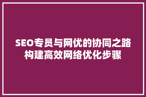 SEO专员与网优的协同之路构建高效网络优化步骤