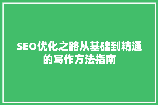 SEO优化之路从基础到精通的写作方法指南