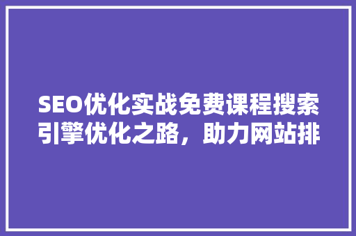 SEO优化实战免费课程搜索引擎优化之路，助力网站排名提升