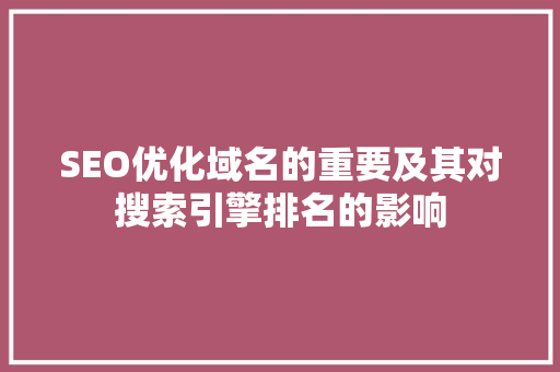 SEO优化域名的重要及其对搜索引擎排名的影响
