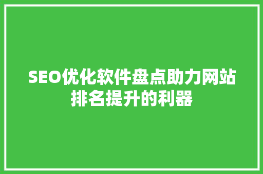 SEO优化软件盘点助力网站排名提升的利器
